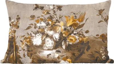 Produktbild von MuchoWow® Zierkissen Sofakissen Wohnzimmer Dekokissen 50x30 cm Blumen - Alte Meister - Gelb - Wohnzimmerdekoration - Polster mit Photo