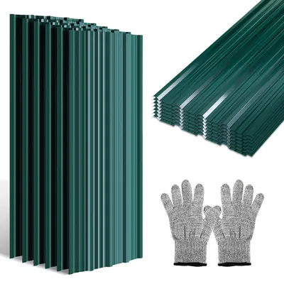 Produktbild von Ikodm 36x Trapezblech Metall Dachplatten für 21.36m², Stahlblech Profilblech für Carports, Gerätehäuser und Dächer, Wellenprofil Dachblech - Grün