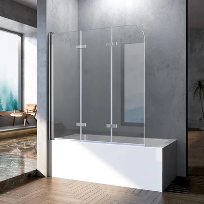 Produktbild von Duschwand für Badewanne 130x140cm, Duschwand Badewanne 3-teilig Faltbar Duschfaltwand Badewannenaufsatz Duschtrennwand Badewannenwand Duschabtrennung für Badewanne 6mm Nano Glas