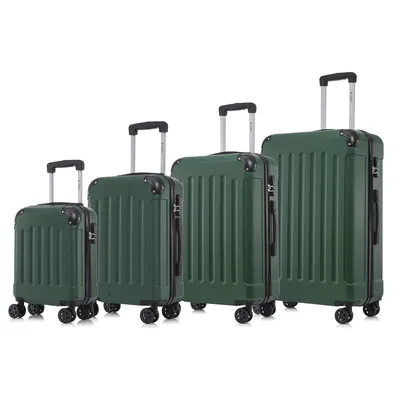 Produktbild von Suitcase Set, Rollkoffer Handgepäck, Kofferset, mit 4 Rollen 360°, Hartschalenreise Zahlenschloss, Weicher Gummigriff (4er Set, S,M,L&XL,Dunkelgrün)