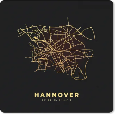 Produktbild von MuchoWow® Mauspad Mousepad Karte - Hannover - Gold - Stadtplan - Karte 20x20 cm - Mousepads - Maus Mat - Pad - Mausunterlage - Desk Mat - Bureauartikeln
