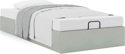 Produktbild von Ottoman-Bett ohne Matratze Hellgrau 100x200 cm Samt