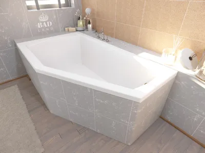 Zdjęcie produktu dla Wanna Akrylowa Zestaw 3w1 Asymetryczna 160x90 Lewa Biała, Nowoczesny Chrom Premium Syfon i Nogi (stelaż) w komplecie | BADLAND SELENA
