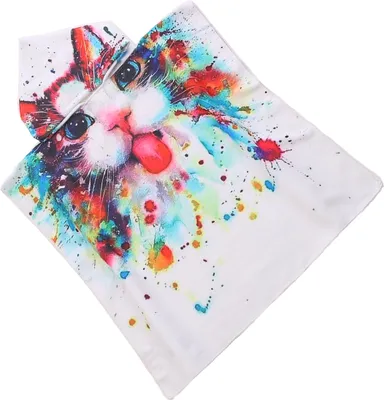 Produktbild von FEBE Badeponcho Kinder Katze Badetuch Mit Kapuze Bademantel für Kleinkind
