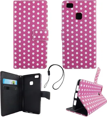 Produktbild von Handyhülle Tasche für Handy Huawei P9 Lite Polka Dot Lila Weiss