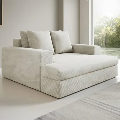 Immagine prodotto di Comazzo - Divano Fisso 2 Posti, 162x167x86h cm Bianco Crema, Cuscini Sfoderabili
