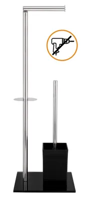 Immagine prodotto di supporto per carta igienica + scopino 22x66x18cm acciaio/PH NERO