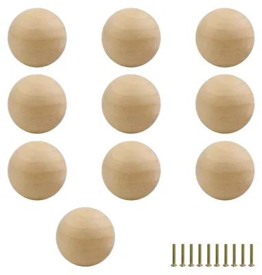 Produktbild von Schrankgriffe aus Holz 35 mm, 10 Stück Möbelknöpfe, Holzgriffe für Schränke, Durchmesser 35 mm mit Schrauben, glatte Oberfläche für Schränke und Schubladen