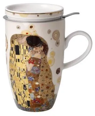 Productafbeelding van Goebel Artis Orbis, Gustav Klimt, "De Kus", theekop met deksel en zeef