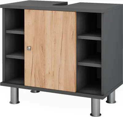 Produktbild von Waschbeckenunterschrank Vicco Fynn Goldkraft Eiche/Anthrazit 60 x 54 cm mit 6 Ablage, Model 54352