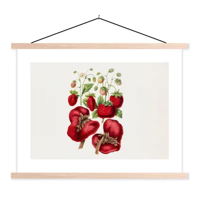 Produktbild von MuchoWow® Textilposter Erdbeere - Lebensmittel - Pflanze 60x45 cm mit holzfarbenen Rahmen - Bild