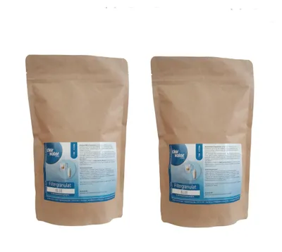 Produktbild von ClearWater BLUE Filtergranulat Nachfüllgranulat Enthärter mit Aktivkohle für Wasserfilter Filterkannen - reduziert Kalk und Schadstoffe, 2L