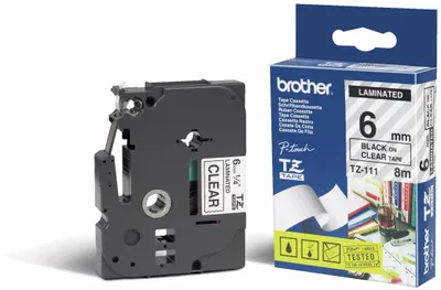 Obrázek produktu pro Brother TZe-111 - standardn lepic pska - ern na irm podkladu - role (0,6 cm x 8 m) 1 kazeta(y) laminovan psky - pro Brother PT-D210, D600, H110; P-Touch PT-1880, D200, D450, E110, E550, E800, H110, P900