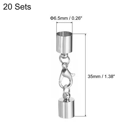 Produktbild von 20 Stš¹ck Kettenverschluss 7mm Endkappen mit Hummerverschluss Klammern Zylinder Endkappen Schmuck Verschluss fš¹r DIY Schmuckherstellung Leder Armb?nder Selber Machen Rhodium Ton