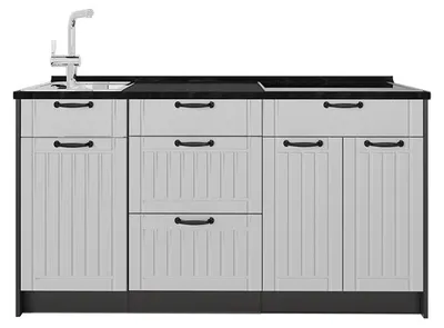 Produktbild von Küchenblock Vicco Fame-Line Weiß Landhaus 150 cm, AP Anthrazit, Model 65399