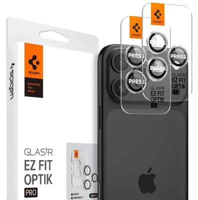 Obrázok produktu pre Spigen GLAS.tR EZ Fit Optik Pro, Apple, iPhone 15 Pro / 15 Pro Max / 14 Pro / 14 Pro Max, Odolné proti poškriabaniu, Priehľadná, 2 kusov