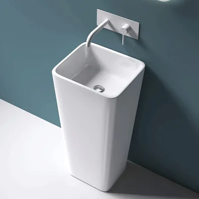 Produktbild von Mai & Mai Design Standwaschbecken freistehend Weiß, aus Mineralguss, Waschtisch, BTH: 40x35x82cm Col31