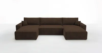 Image de Canapé d’angle VIENNA U marron velours côtelé Poso 6 - fonction couchage, coffre de rangement pour la literie