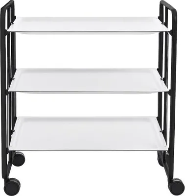 Immagine prodotto di DON HIERRO - Carrello di servizio pieghevole BAUHAUS con rotelle - struttura in metallo nero, 3 livelli, 3 posizioni