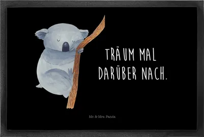 Produktbild von Mr. & Mrs. Panda Schmutzfangmatte Koalabär 50 x 75 cm - Schwarz - Geschenk, Traumland, Koala, schlafen, Schmutzfänger, Türvorleger, Gummimatte, fußmatte, Lustige Sprüche