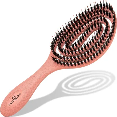 Image de Brosse à cheveux marQus avec des poils de sanglier – Brosse démêlante – Corail