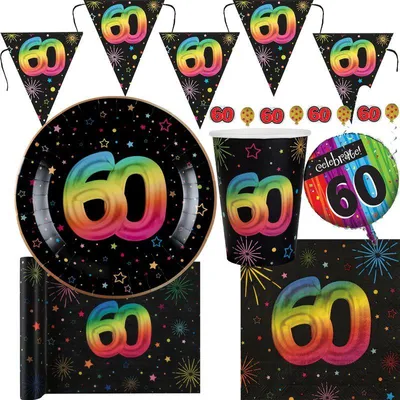 Produktbild von 60. Geburtstag Partyset bunt Geburtstagsdeko Geburtstag Dekoration Jubiläum Frau Mann