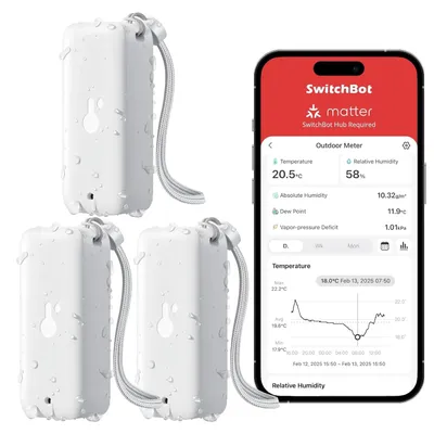 Produktbild von SwitchBot Thermometer Bluetooth, IP65, mit Hygrometer für den Außenbereich.