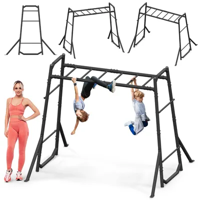 Produktbild von Garten Klettergerüst für Kinder und Erwachsene; Metall Kletterleiter mit Bodenverankerung; Belastbar bis 200 kg; Wetterfest Pulverbeschichtet; Schwarz