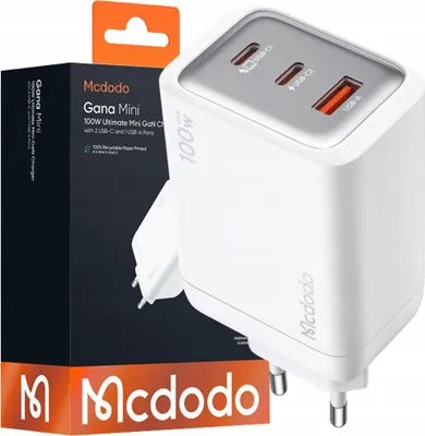 Image de Mcdodo Chargeur secteur Bloc d'alimentation 3X USB-C PD USB 100 W Blanc