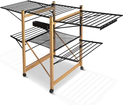 Immagine prodotto di VOUNOT® Stendibiancheria estensibile, stendibiancheria da terra salvaspazio con lunghezza di stesura 30 m, nero