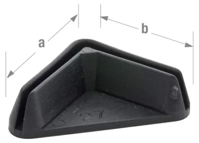 Obrázok produktu pre Rohové nožičky, 38 x 38 mm, čierne, určené na výrobu nábytku