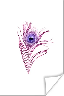 Produktbild von MuchoWow® Poster Pfauenfedern - Lila - Glitter 120x180 cm - Kunstposter