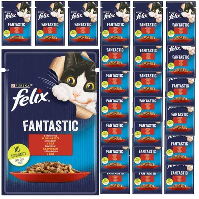 Produktbild von Felix Fantastic Katzenfutter Rindfleisch in Gelee, 26 x 85 g