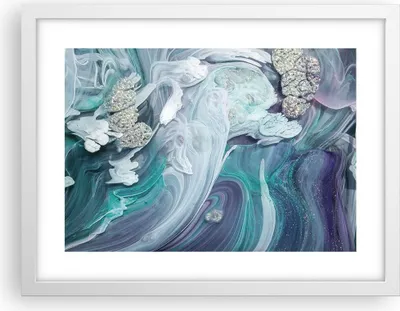 Produktbild von Gerahmtes Poster - Weißer Rahmen - Abstraktion dreidimensional blau - 40x30 cm - Wand Bild - Wanddeko - Wandbilder - Kunstposter - Wandposter - Bilderrahmen - Bilder - Kunstdruck - P2WAA40x30-4726
