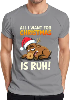 Produktbild von All I Want For Christmas Is Ruh lustiges Rentier Weihnachten Herren T-Shirt, Grau, 3XL