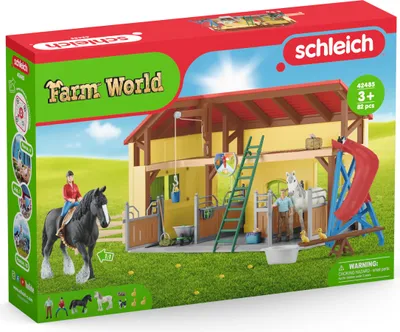 Productafbeelding van Schleich 42485 Boerderijwereld - Paardenstal - Met 7 dieren, 2 paardenstallen, boer Paul en boerin Laura - Vanaf 3 jaar