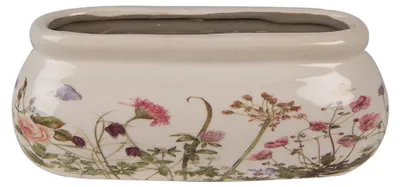 Produktbild von Clayre & Eef Blumentopf 18x8x7 cm Rosa Beige Keramik Blumen