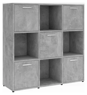 Produktbild von Bücherregal mit 9 Fächern als Raumteiler in Betongrau 90x30x90cm
