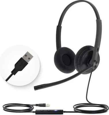 Image de Casque filaire avec microphone - Casque stéréo avec suppression du bruit, casque d'affaires professionnel téléphone VoIP ordinateur centre d'appels de bureau