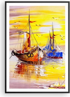 Produktbild von Gerahmtes Poster - Schwarzer Rahmen - Boote Sonne Meer Reisen - 70x100 cm - Wand Bild - Wanddeko - Wandbilder - Wandposter - Bilderrahmen - Bilder - Kunstdruck - Wandbild - P2BPA70x100-2882