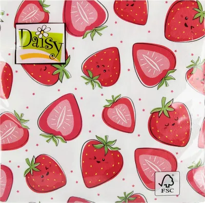 Image de Serviettes en papier Fraises 33x33 cm Pol-mak
