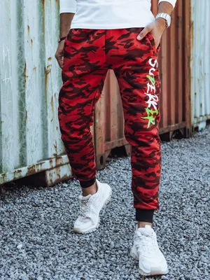 Zdjęcie produktu dla Męskie spodnie dresowe z nadrukiem moro czerwone XL