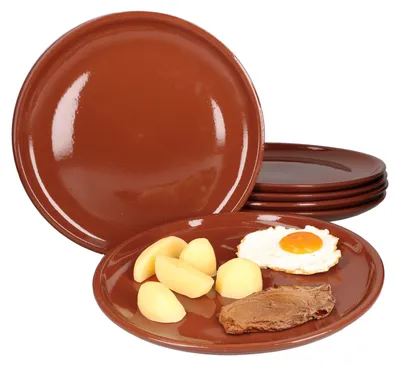 Obrázek produktu pro sada 6 hliněných talířů Ø 28,5 cm Středomoří 6 osob Středověký grilovací talíř