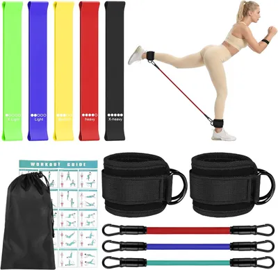 Productafbeelding van Weerstandsbanden set 8 stuks, TPE fitness bands voor benen, voor yoga