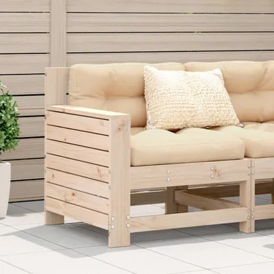 Produktbild von Design Gartensofa mit Armlehne und Kissen Massivholz Kiefer, Gartensofas 2024 Neu