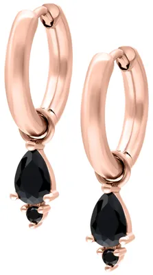 Produktbild von Wildcat Ohrringe - Little Tear Hoops - Roségold, Schwarz - Chirurgenstahl 316L - wasserfest, langlebig, hautverträglich, Roségold-Schwarz