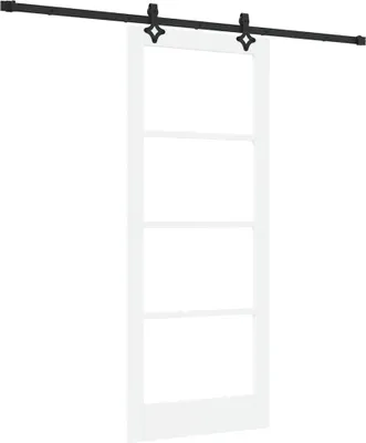 Image de Porte coulissante vidaXL blanche 83 x 202 cm en pin massif et verre