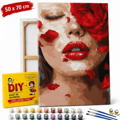 Obrázek produktu pro Obraz k malování podle čísel s rámečkem „Růžové lístky“, 50 × 70 cm
