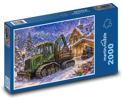 Produktbild von Puzzle 2000 Traktor am Weihnachtsbahnhof - martinpuzzle