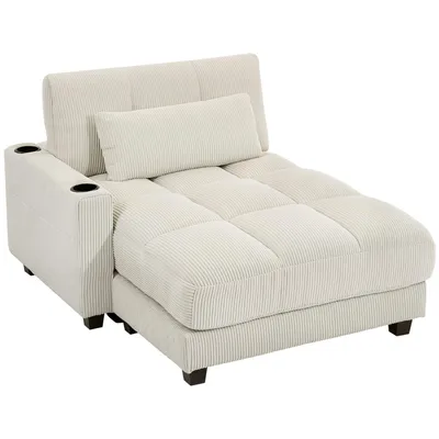 Produktbild von Sofa-Bett mit Kissen, Schaumstoff, zum Bett umwandelbar, Becherhalter, Cremeweiß